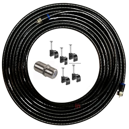 Inbrackets Coax Cable Lead Extension Kit for Virgin Media TV Broadband TiVo and Superhub Black (15 metres)