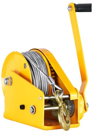 Gelbe Handwinde, 2600lbs Bootsanhängerwinde, Traktionshubkran, Marine Zwei-Wege-selbstsichernde Zahnradwinde, Drehzahlverhältnis 8:1, Heavy Duty Stahl Construction Gear Traktion Winch ( Size : 2600LBS