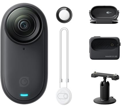 Insta360 GO 3S 64GB - 4K Tiny Portable Vlogging Camera, Hands-Free POVs, Mount Anywhere, Stabilization, 140 Min Battery Life, 10m Waterproof, AI Editing, Black, For Vlog, Travel
