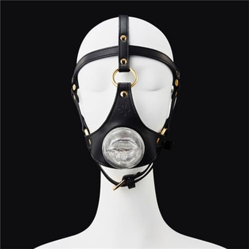 Sexy Lederkopfbedeckung, SM, Meister und Diener, Rollenspiel, Flirten, Produkte für Erwachsene, abnehmbarer, transparenter, weicher Silikon-Mundknevel