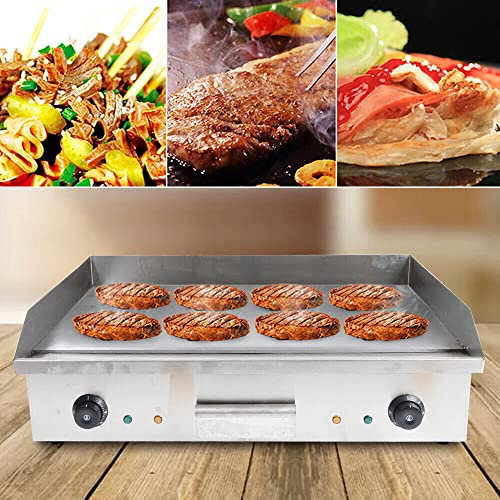 TaNeHaKi Elektrische Grillplatte Edelstahl Griddleplatte Elektro 50-300 °C Gastro Griddleplatte Bratplatte Elektrisch Gastro Elektrogrill Tischgrill Edelstahl Elektro Grillplatte 4400W