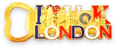 London Souvenirs - Imán de metal para nevera, diseño de la bandera británica de Reino Unido, imán abrebotellas de Londres (1, abrebotellas con texto dorado)