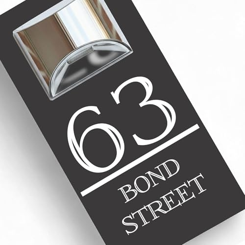 Housics Solar House Number Plaque, LED Door Sign, Grey, 160x280mm, Outdoor