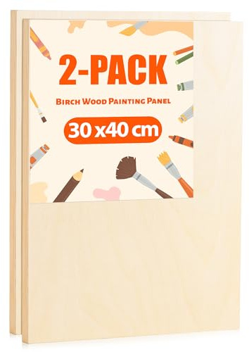 ROWOOD Holzleinwand zum Malen, Leinwandplatten 30x40cm/12x16 – 2 Stück, Unvollendeter Holzrahmen, Leere Malerleinwand für Kunsthandwerk, Ölmalerei und Pouring-Technik