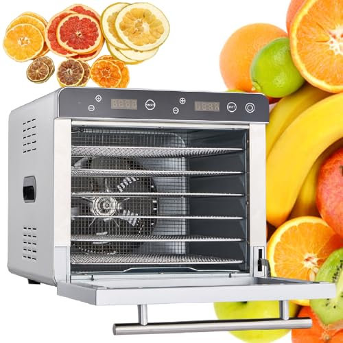 Deshidratador De Alimentos De 6/8 Bandejas, Deshidratador De Alimentos Grande Con Temporizador Y Ajuste De Temperatura, Deshidratador De Acero Inoxidable Para Frutas, Carnes Y Verduras,8Tray-220V
