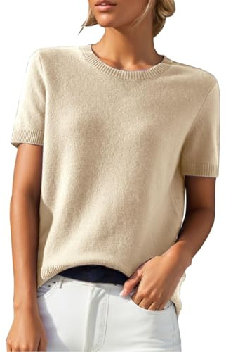 Women Cashmere Sweaters Clearance Ladies Jumpers Sweaters for Women Round Neck Short Sleeve Tops Solid Color Soft Warm Pullover Comforty Knitted Jumper Casual Loose Jumpers for UK Spring Summer S-XXL
