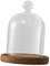 Gralara Cloche en Verre avec Base en Bois pour Objets de Collection, pour Présentation Pâtisserie, Décoration Maison et Cadeaux, Diamètre 9cm, Style B
