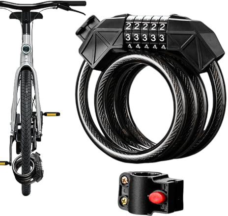 Antivol pour scooter, combinaison de cadenas de vélo de 1,2 m, chaîne sécurisée enroulée à 5 chiffres, polyvalente, multifonction, réinitialisable, alarme intégrée pour poussette pour motos et VTT