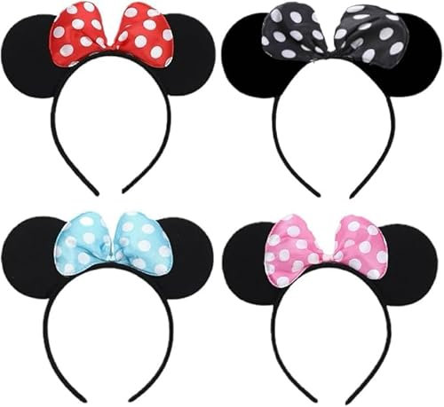 Yapartifa 4 Pcs Mickey Mouse Ears Headbands Novelty Accessory Holiday Party Birthday Party Cosplay Accessories for Adults/Children
