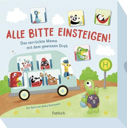 Pattloch Geschenkbuch alle Bitte einsteigen!: Das verrückte Memo mit Dem gewissen Dreh | Lustiges Memory-Spiel mit Karten in Busform | für 2-4 Personen | Ab 3 Jahren