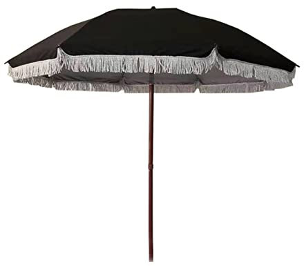 SBCGFY 2 m/6,6 ft Gartenschirm, Schwarzer runder Sonnenschirm, Neigbarer Terrassenschirm, Tragbarer Polyesterschirm, Höhenverstellbar