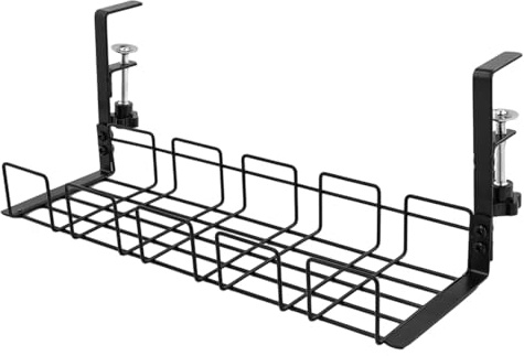 Under Desk Cable Management Tray, No-Drill Metal Cable Manager | Under-Desk Cable Organizer Wire Management Sturdy Metal Cable Tray Basket for Office Kitchen Home Standing Desks