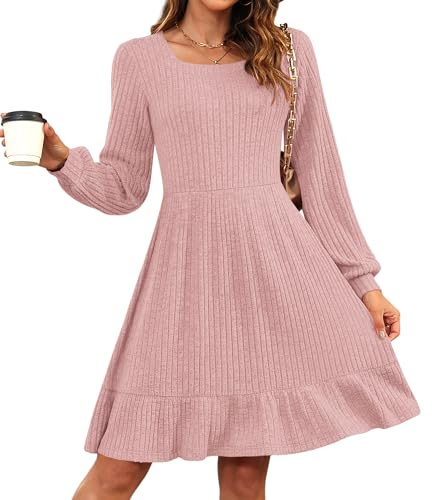 AUSELILY Vestido De Punto para Mujer Vestido De Manga Larga De Punto para Otoño-Invierno
