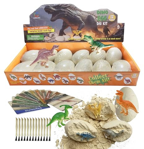 12Pcs Dinosaur Egg Dig Kit, STEM Archaeology Science Toy for Kids