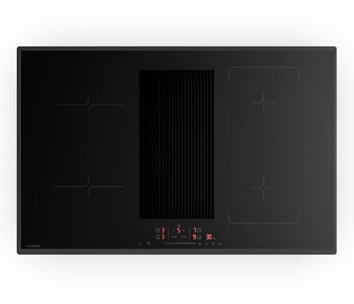Klarstein Velaire Plaque Induction Avec Hotte Intégrée - 4 Zones, 8400W Boost, Curseur Tactile, Minuterie, Détection Casseroles, Verrouillage Enfant, 80cm, Plaque Cuisson Hotte Intégrée