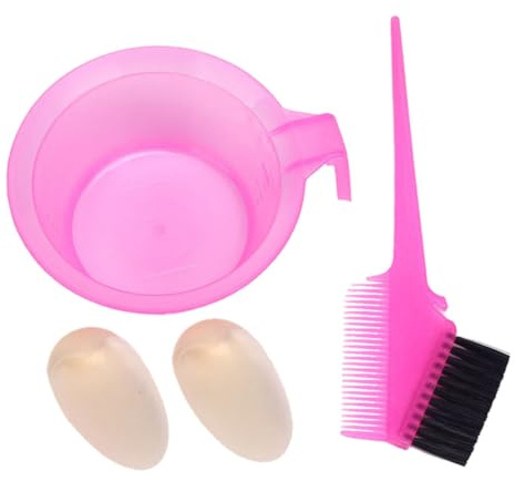 PAMINGONO 2 juegos Peines para Teñir Cabello Profesional Herramienta DIY para Salón Peine de Doble Cara con Cuenco para Tinte Plástico Reutilizable Rosa