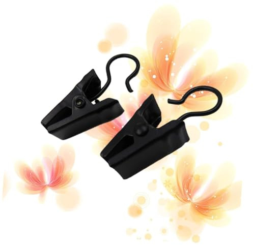 Zerodeko 120pcs Black Electroplated Iron Drapery Rings with Non-Slip Clips and Hooks Metal Curtain Loops for Small Pocket Tab Curtains Easy Slide Installation for Window Drapes