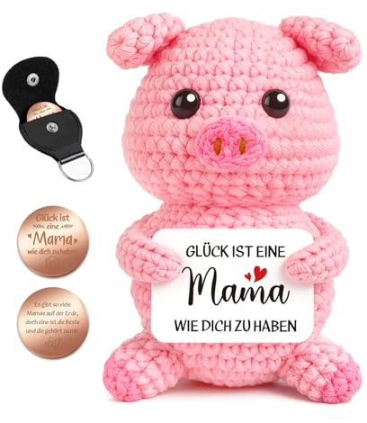 Giftota Geschenke für Mama Geschenk - Schwein mit Glücksmünze & Lederetui - Muttertagsgeschenke für Mutter - Geschenke für Beste Mama Geburtstag Muttertag Weihnachten