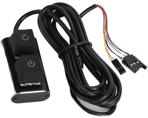 Jectse Alimentation PC, Mise Hors Tension Externe de L'Ordinateur, Réinitialisation avec 7 Lumières LED de Couleur, Câble de 2 M pour Configuration de Jeu sur Ordinateur de Bureau