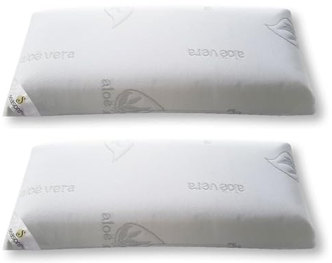 SEASONS - Pack 2 Almohadas Viscoelásticas 75 cm, Antiácaros y Antibacterias, Tejido con Hilo de Plata y Aloe Vera, Doble Funda, Tratamiento con Limpieza de Ozono, Fabricado en España