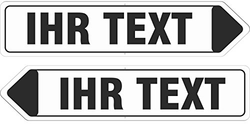Pfeil Schild rechts mit Wunschtext 3 mm Aluminium - Verbund 50x11 cm