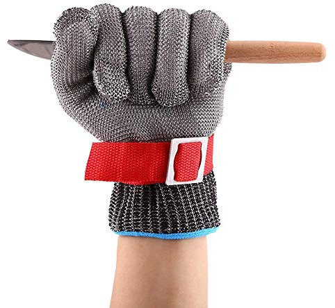 Yosoo - Guanto in acciaio INOX con protezione antitaglio per il braccio, strumento di sicurezza adatto per giardinaggio e lavori in macelleria, in vetreria e in fabbrica, multicolore