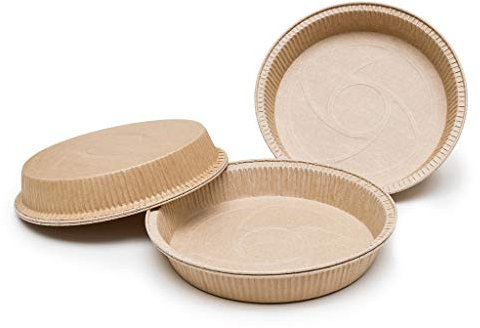 Ecopack, Set di vassoi di carta biodegradabili usa e getta, stampi rotondi per quiche e focaccia, made in Italy, antiaderente, resistente a 220 °C, dimensioni 20 x 3,4 cm, 25 pezzi