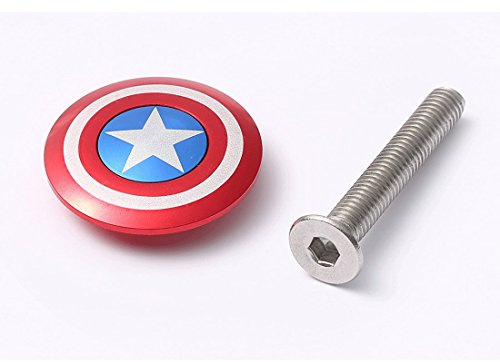 Bicycle Headset Top Cap Cover with Bolt 1 1/8, Bike Stem Cap Aluminium Alloy Star Design