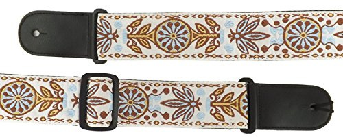 Spartan Music Classical/Acoustic/Bass/Electric Guitar Strap Patterned Design - Leather & Cotton