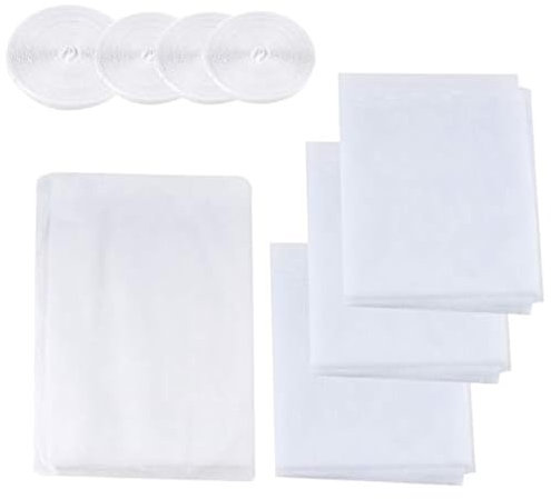 Surplex 4 Stück Fliegengitter für Fenster Fliegennetz Insektenschutz Fenster, Durchsichtig Zuschneidbar Mückenschutz Insektenschutz ohne Bohren, mit 3 Rollen Selbstklebeband, 1.3x1.5m, 2x1.5m