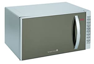 Tarrington House 3 in 1 Mikrowellengrill MWD4823GC, Edelstahl, 48,5 x 40,5 x 29,3 cm, 800 W, Mikrowelle, Grill, Grillrost, Schnellkoch-Funktion, Drehteller von 27 cm, silber, 23 L