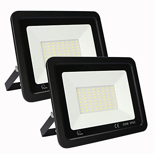 Projecteur LED Exterieur 50W 2 Piéces,5000LM Spot LED Extérieur,Projecteur avec 72 LEDs Eclairage Exterieur IP65 Etanche,3000K Blanc Chaud Projecteur LED Extérieur,Pour Jardin,Garage,Entrée【Noire】