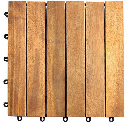 Dalles de terrasse en Bois Planches à Emboîtement Carré Jardin Patio Balcon Bois Acacia Lame Terrasse Revêtement de Sol