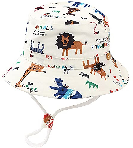 Malaxlx Unisexe Bob Bébé Chapeau de Soleil Animaux Monde Chapeau de Pêcheur Enfant Chapeaux de Seau Chapeau de Plage Visière pour 4-8 Ans Fille Garçon