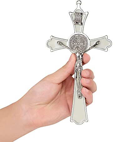 VINETEN Saint Benedict Enamel Crucifix - Crucifix Wall Cross Metal Wall Art-8 Inch Cross Give Blessing and The Spiritual Sacred:Faith Gift for your Acquaintances