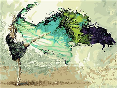 Meecaa Malen nach Zahlen Ballett Ballerina Tänzerin Kit für Erwachsene Anfänger DIY Ölgemälde 40,6 x 50,8 cm (tanzend, gerahmt