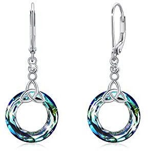 CUOKA MIRACLE Keltische Ohrringe Silber 925 Kristall Creolen Ohrringe für Mädchen Keltische Ohrhänger Keltischer Schmuck Weihnachts Geschenke für Damen Mutter Tochter Großmutter Freundin Schwester