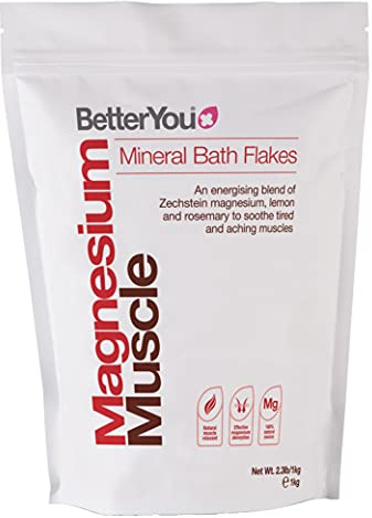 BetterYou - Magnesio Transdérmico Músculo en Escamas 1 Kg | Sales de Baño Minerales | Ayuda para la Recuperación Muscular Post Entreno | Reducción del Cansancio y la Fatiga | Apto para Veganos