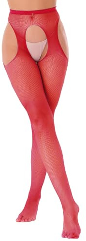 inlzdz Collant Cavallo Aperto Donna Fishnet a Rete Bretelle Calze per Reggicalze Donna Sexy Calze Autoreggenti Leggings Pantaloni Hot per Sesso Sottoveste