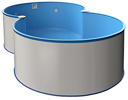 Medipool Stahlwand Achtform-Pool-Set (L x B x T) 5,25 m x 3,20 m x 1,20 m, Pool Made in Europe, mit SF133 Sandfilteranlage mit 6 m³/h, Einbauskimmer, Filtersand, Poolschlauch