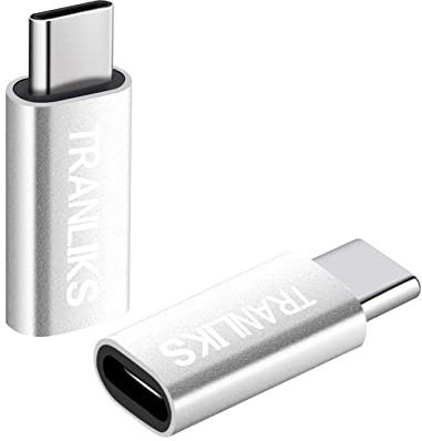 TRANLIKS 2 Piezas Adaptador USB Tipo C a Lightning Hembra Solo para Carga (no admite Auriculares y transmisión de Datos) - Plateado