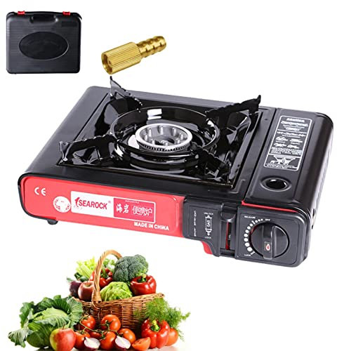 VENTDOUCE Réchaud portatif en butyle Hybride | Poêle Tetrane avec brûleur Simple Coupe-Vent,Cuisinières Firepower à allumage électrique en Acier Inoxydable pour la Cuisson
