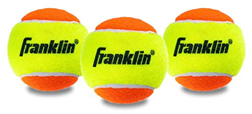 Franklin Sports Drucklose Tennisbälle, offizielle Größe, Niederdruck-Tennisbälle, ideal für Training und Übung, 3er-Pack Dosen mit niedriger Sprungkraft, alle Court-Oberflächenbälle, Orange