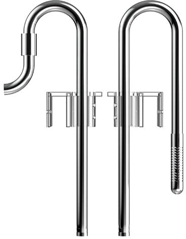 FZONE Edelstahl Aquairum Lily Pipe 16/22mm Filterrohr Zu- und Abfluss für Aquarium Pflanzenbecken, mit Acrylrohr Fixierer
