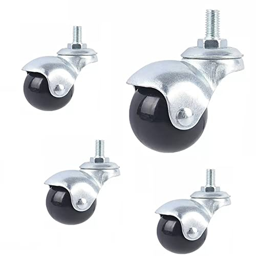 FREAZE 40mm Kugelrollen Mit Gewinde M8/M10 Lenkrollen Für Möbel, Couch, Nylon Möbelrollen Mit Bremse, Drehbar Räder Mit Stengel 4 Stück (Color : 4swivel, Size : 2in-M10)