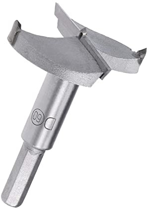 TA-VIGOR Forstner Drill Bit 60mm, Tungsten Carbide Wood Hole Saw Auger Opener for Woodworking Hinge Hole Drilling Boring Bit Cutter (Gray)