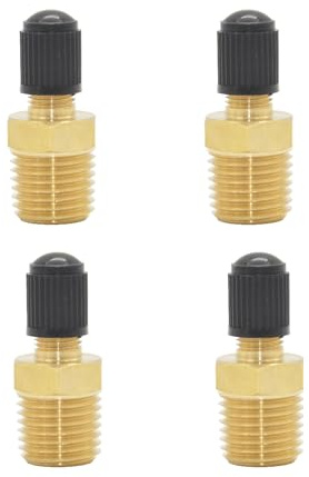 4Pcs Schrader Valve 1/4Inch NPT Male Brass Schrader Valves with Standard Valve Core for Air Compressor Tanks
