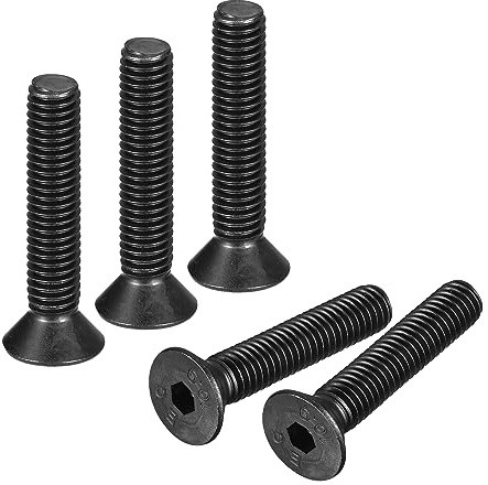 QUARKZMAN 20uds 3/8-16x2 Plana Hueca Cabeza Tornillos Negro Óxido | 10.9 Grado Carbono Acero Hexagonal Zócalo Avellanado Plano Cabeza Tornillo, Totalmente Roscados
