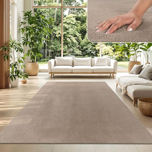 TT Home Matta Vardagsrum Stor Matta Enfärgad Modern Design Tvättbar Gul Guld, Färg:Taupe, Storlek:160x220 cm