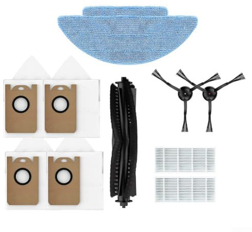 FUBESK Lot de 11 kits de rechange pour aspirateur robot pour Laresar pour L6 Nex avec 4 sacs à poussière, 2 chiffons lavables, 2 filtres, 2 brosses latérales